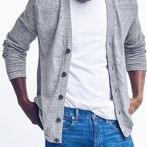 Grey Button Up Loose Cardigan Mens